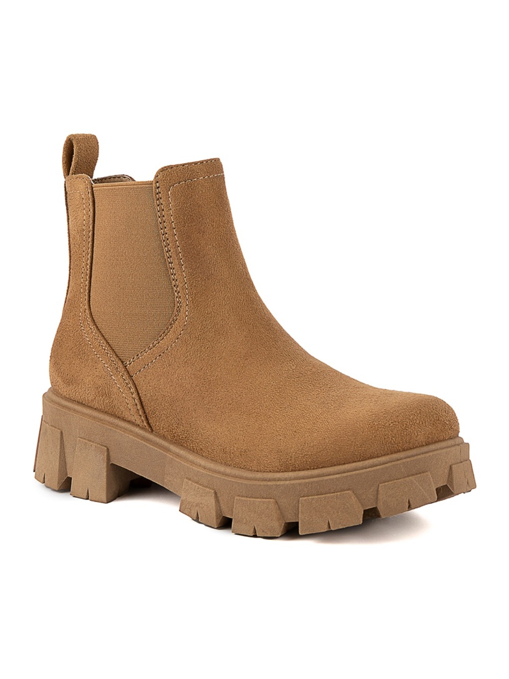 Chunky Chelsea Boot in Tan Suede